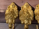 Antique Matching Set 4 French Curtain Tie Backs Flowers Gold Art Nouveau Ormolu