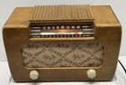 Antique Farnsworth Tube Radio Wood Case Model Et-067 Vtg Wooden Floral Knit Usa
