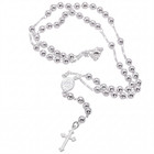 925 Sterling Silver Rosary Necklace 20 Inches 4mm Beads Cross Virgin Mary Medal