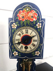 Vtg Folk Art German Miniature Grandfather Clock Working W key Hand Painted