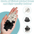 Tie Tacks Blank Pins With Pvc Rubber Pin Backs  50 Pairs Locking Clasp For Badge