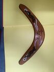 Australian Returning Boomerang Wooden Hand Painted  Kangaroos 11 25  Instruction