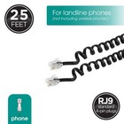 25 Feet Coiled Black Telephone Handset Cord Compatible With All Telephones