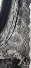 Vintage French Chantilly Lace Black Floral Double Scallop 2 Piece Large Lot