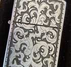 New Vtg 2003 Zippo Lighter Marlboro Storming Scroll Filigree Silver Black No Box