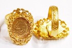 6 Of 18x13mm Shiny Gold Victorian Deco Woven Flowers Adjustable Ring Settings