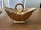 Vintage 1960 s-70 s Ceramic  weeping  Gold Plated Vase W  Handle Handmade
