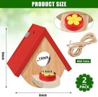 2 Pack Hummingbird Houses With Feeder  Wooden Hanging Bird House Outside