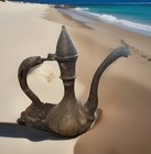 Antique Islamic Bronze Pitcher Almost 10 Pounds 14    Tall Fish Handle Well Made