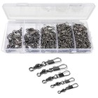 Scaups 100pcs Fishing Swivels 5 Sizes Barrel Snap Carbon Steel Tackle Box