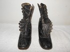 Victorian Vtg Scalloped Womens Size 6 Black Leather Boots                     