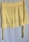 Vintage Yellow   White Half Apron W  Pocket Mode Retro Homemade Embroidered