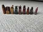 Vintage Chinese Carved Shoushan Chop Stamp Seal Set Of 9 Animals