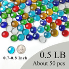 Fantian 50 Pcs Flat Glass Marbles For Vase  Mancala Beads Gems  Decorative Glass