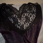 Dreamgirl Slip Lingerie 8461 Purple black Lace Trim Satin  Size L Regular