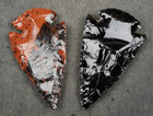 Two Points Black And Mahogany Obsidians 2 2  Spear  Knife Blade Arrowhead I-577