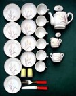 Vintage Child s Wheat  China Tea Set W Box Salt Pepper Knife Fork Japan Made