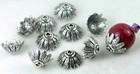 10 Antique Silver Pewter Petal Flower Caps Beads 14mm