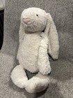 Jellycat White Cream Bashful Bunny Rabbit Pink Nose Plush Stuffed Animal Doll