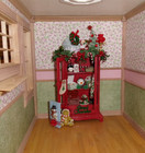 Ooak Dollhouse Miniature 1 12 Scale Red Christmas Cabinet Artisan Holiday Filled