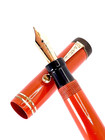 Restored Parker Duofold Junior Lucky Curve Fountain Pen - Classic Red