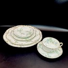 Antique Haviland Limoges 6 Piece Place Setting For One Forget Me Not Gold China
