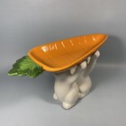 Sweet Ceramic Serving Dish White Bunnies Carrying Carrot Tray   Nice 