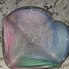 Hand Blown Art Glass Swirl Ruffled Edge Decorative Bowl Multicolor Glossy