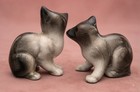 Vintage Mid-century Pair Of Brown Tabby Cats Ceramic Figurines Made In Japan