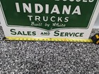 White Truck Busses Indiana Trucks Sales Service Sign Porcelain Rare Double Sided