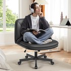 Coolhut 26  W Criss Cross Chair With Wheels  Cross Legged Office Chair  -  Black