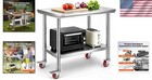 Commercial Grade Stainless Steel Work Table 36x24 With Wheels - 352 Lbs Capacity