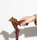 Hand Carved Wolf Head Wooden Walking Stick - 37  Luxury Cane  Heavy Duty