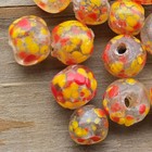 Vintage Peking Glass Trade Beads Red Yellow Confetti Clear 10mm Old Chinese