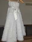 David s Bridal Tiered Tulle Girls Gown White Size 3 With Beaded Waist 