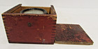 Antique Early 1900 s Ship Maritime Compass Cast Iron Brass Wood Box W  Slid Lid