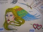 Parlor-used Tattoo Flash   professionally Hand Colored  11   X 14     lot   T- 3