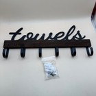 Dahey Small Towel Rack With 6 Hooks  Towel Holder Wall Mount Bathroom Organizer