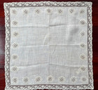 Antique Lace Handkerchief Edged With Valenciennes Lace