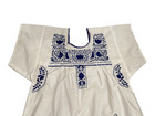 Beautiful Mexican Oaxacan White And Blue Embroidered Vintage Dress Size Small