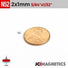 2mm X 1mm 5 64 x1 32  N52 Strong Rare Earth Neodymium Small Magnet Disc 2x1mm
