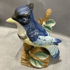 Vintage Fbia Taiwan Blue Jay Bird On A Branch Figurine On Fine Porcelain 