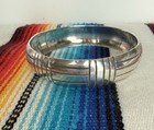 Wilbur Tracy Navajo Native American Wide Stamped Sterling Silver Bangle 8 5    35g