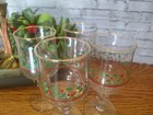 Arbys Christmas Holly Berry Wine Glasses Water Goblets Bow Stems Gold Rim Set 4