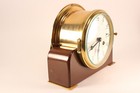 Vtg Schatz Royal Mariner 8 Day Brass Ships Bell Nautical Mantle Clock Wood Base