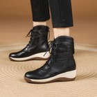 Women s Fashion Casual Leather Pump Lace Up Wedge Heel Formal Ankle Boots Shoes