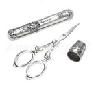 3pcs set Sewing Kits Vintage Scissors thimble needle Case Patchwork Sewing Tool