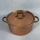 Vintage Odi Made In Korea Copper Stock Pot Sauce Pan Set With Brass Handles Lids