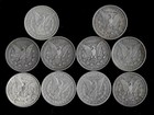 Ten  10  Morgan Silver Dollars  1878-1900  90  Silver Lot B49-1
