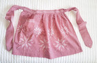 Set Of 2 Vtg Gingham Half Aprons Hand Embroidered Pockets Eyelet Red   Black